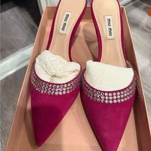 Miu Miu Pink Heels with Elegant Embellishments